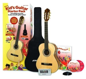 Image showing the Alfred’s Kids Guitar Starter Pack which includes a guitar, tuner, course materials and guitar picks