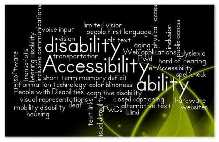 Image of a word-cloud displaying accessibility-related words Image of a word-cloud displaying accessibility-related words