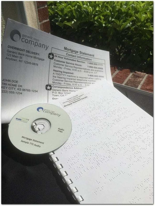 Sample mortgage statements in Braille, large print and audio formats Sample mortgage statements in Braille, large print and audio formats