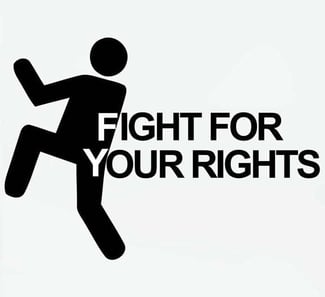 Image displaying the words "Fight For Your Rights" with a figure on the left doing a jump-kick. Image displaying the words "Fight For Your Rights" with a figure on the left doing a jump-kick.