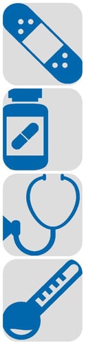 Collage with four healthcare related icon