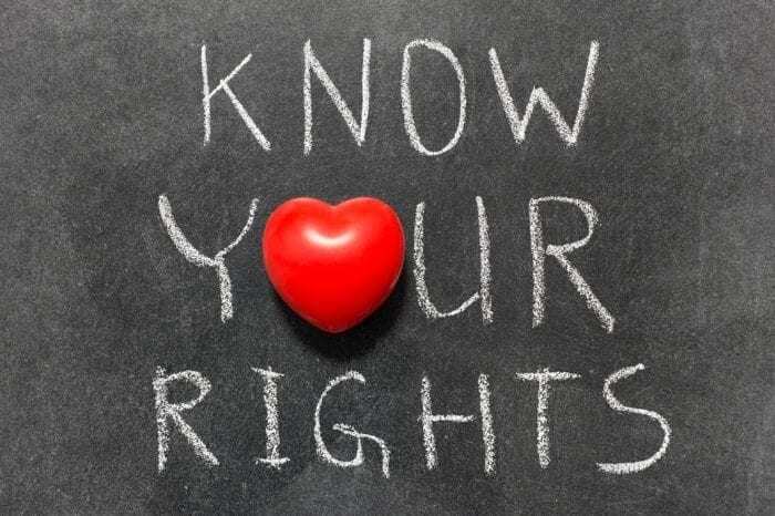 Image of the words "Know Your Rights" written on a chalkboard. Image of the words "Know Your Rights" written on a chalkboard.