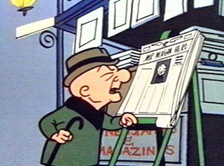 Mr. Magoo trying to read a newspaper Mr. Magoo trying to read a newspaper