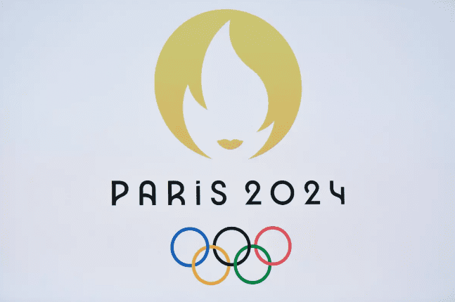 Paris 2024 Olympics logo and Olympic rings