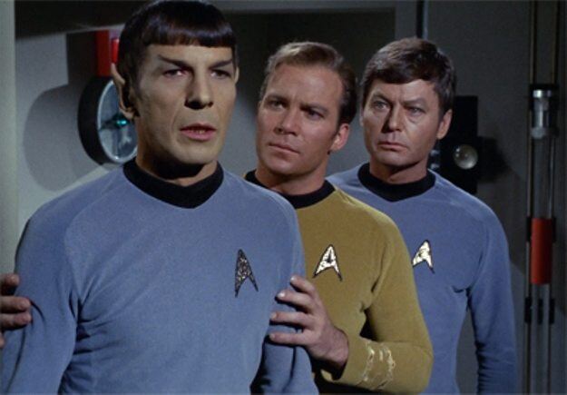 Spock, Captain Kirk and Dr. McCoy during the Star Trek episode "Operation Annihilate" Spock, Captain Kirk and Dr. McCoy during the Star Trek episode "Operation Annihilate"