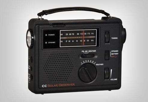 A small wind-up emergency radio A small wind-up emergency radio