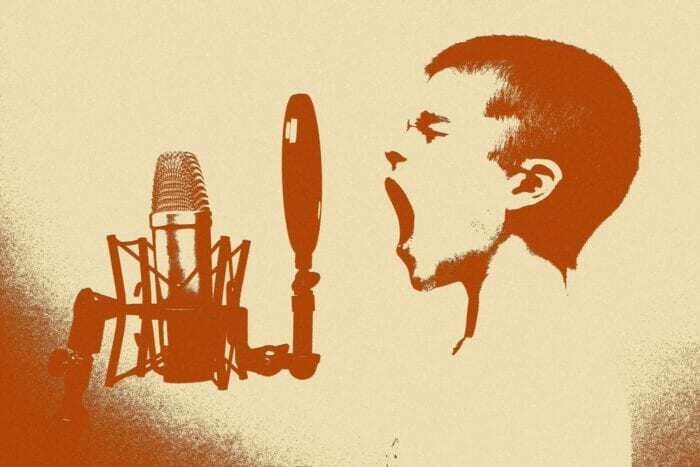 person yelling into a microphone
