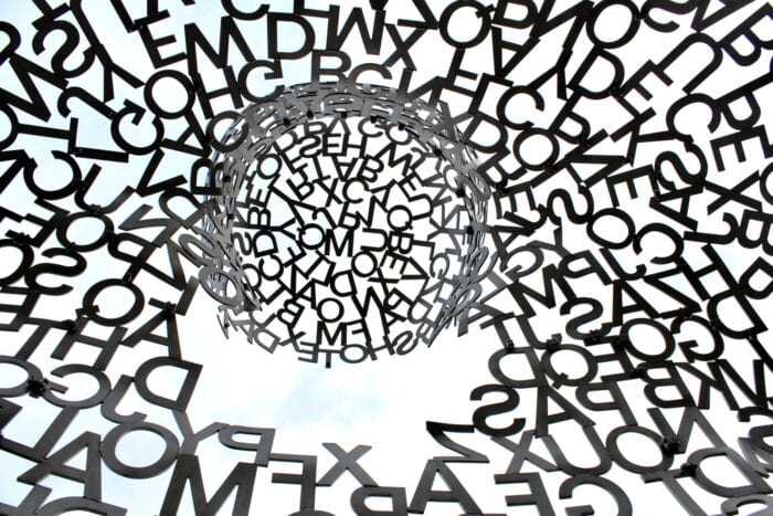 Jumbled, capital letters circled around each other representing dyslexia