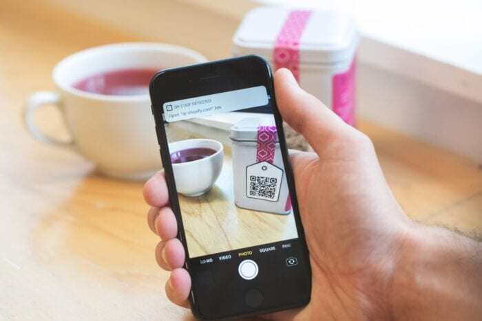 A QR code for a tea purchase
