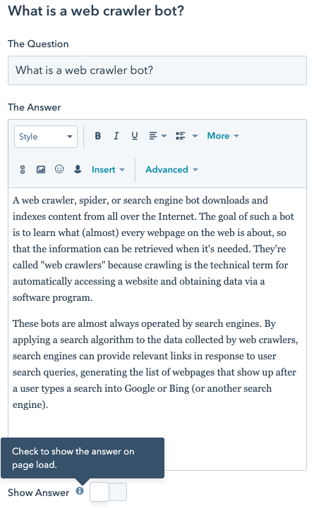 simple faq module editor